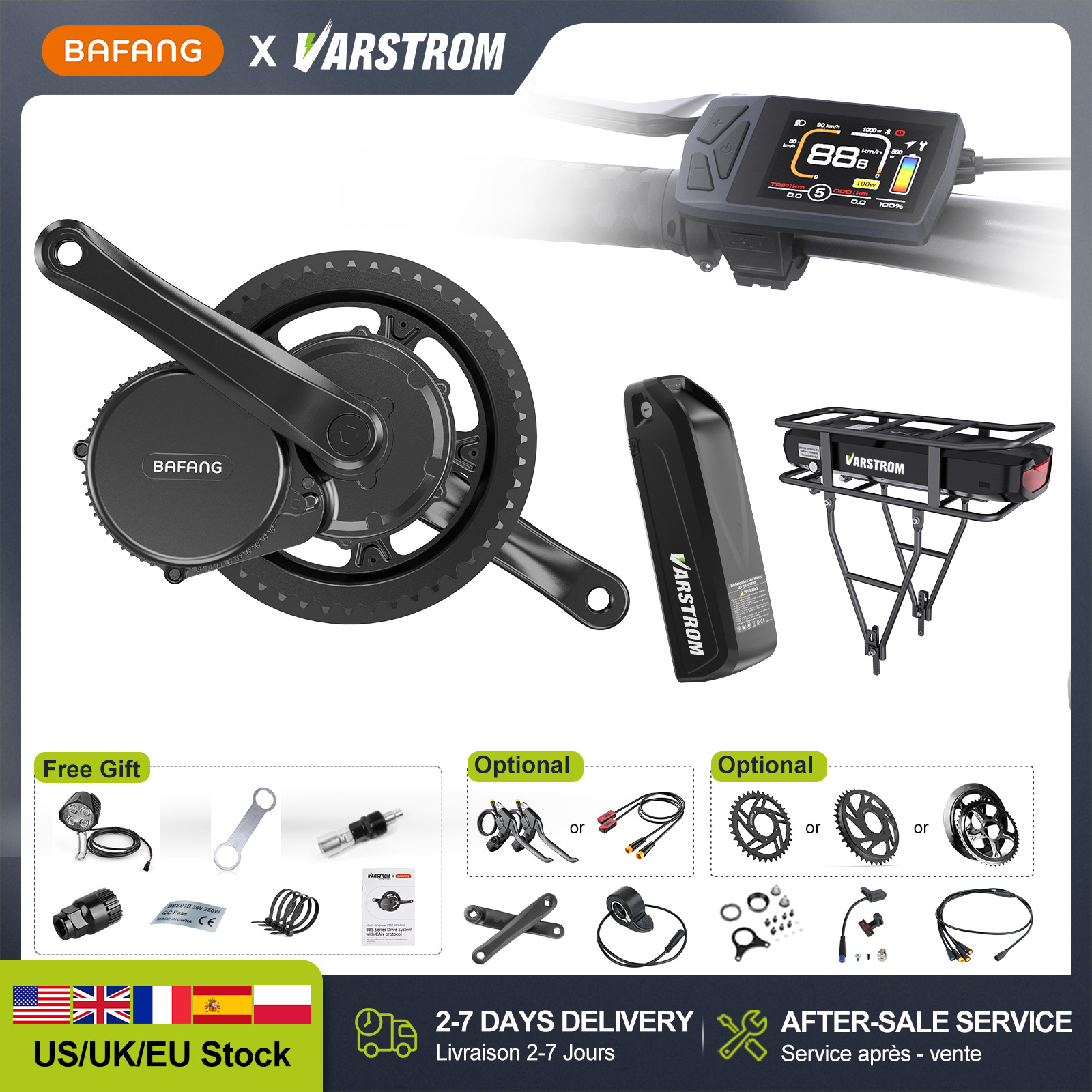 Side Hung Mid Drive Motor Kit - [US Direct] Motore Centrale BAFANG 48V
