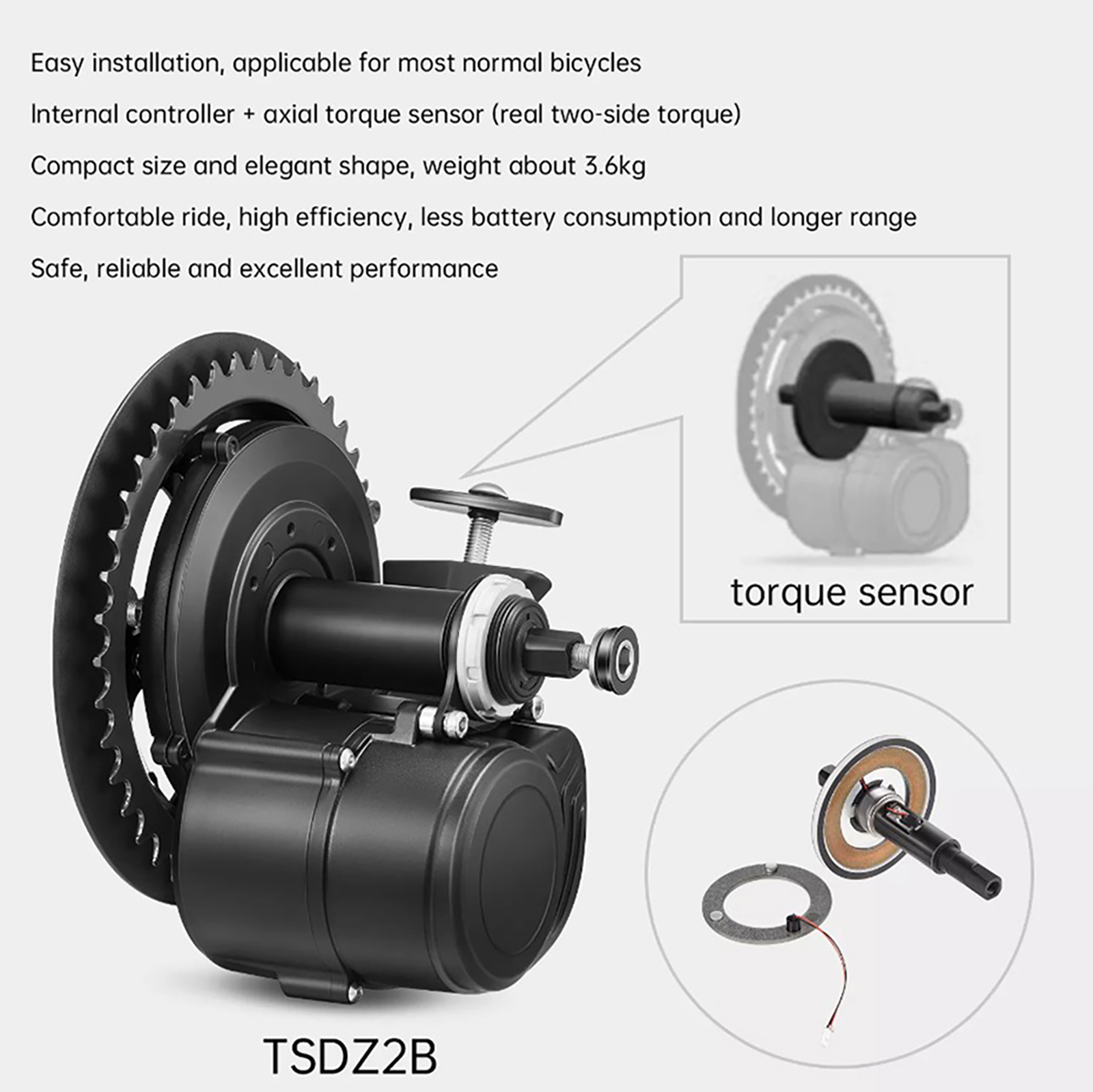 Tongsheng TSDZ2B BB 120mm 100m - Torque Sensor Mid Drive Motor Kit recensione e prezzo